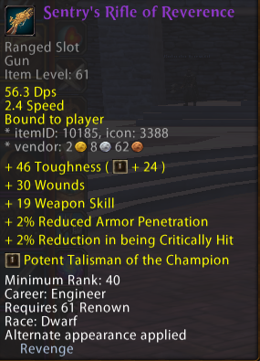 Sentry of reverence + toughness