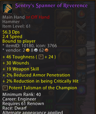 Spanner of reverence + toughness